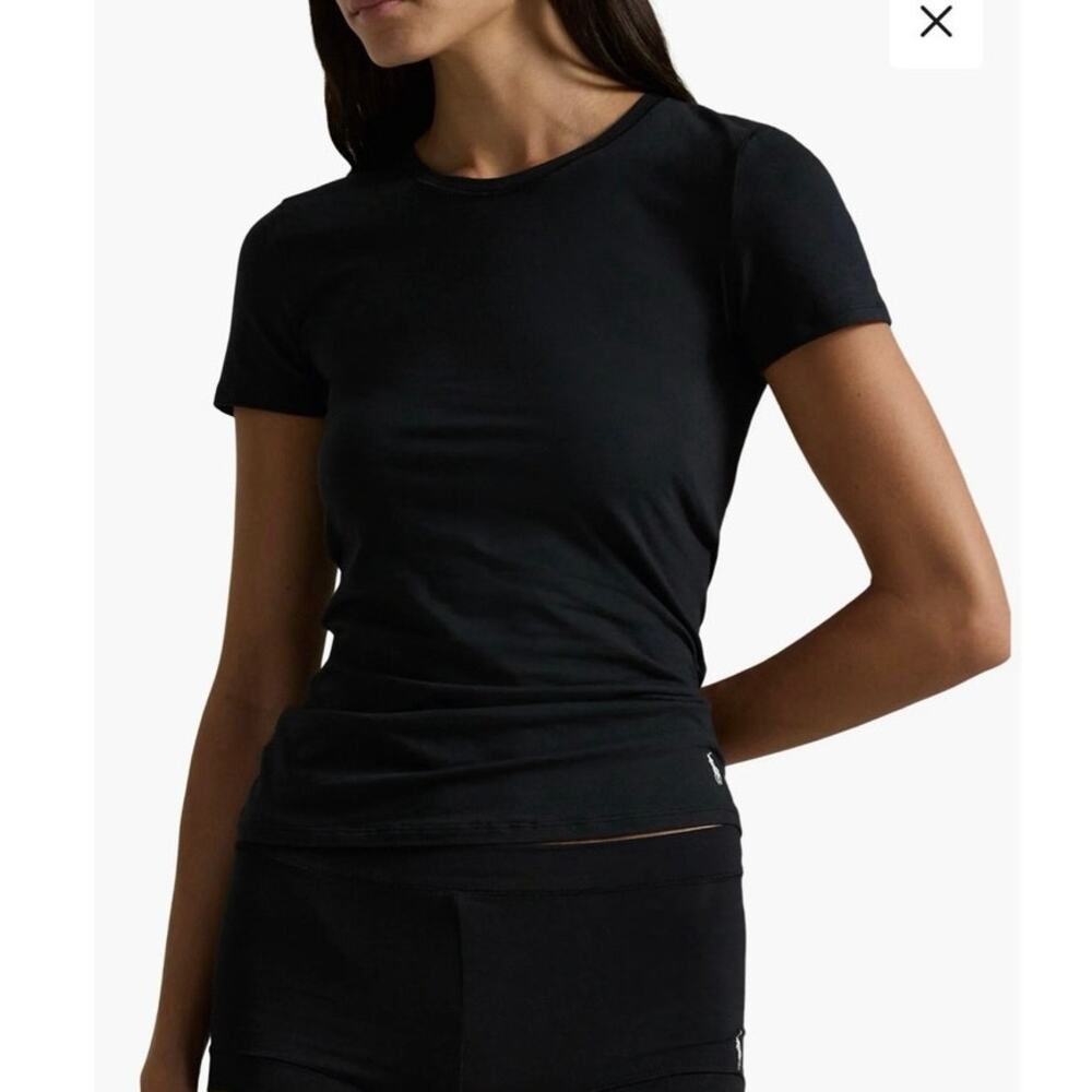 NWOT Women’s Polo by Ralph Lauren Stretch Cotton T-Shirt in Black SZ L